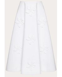 Valentino - Embroidered Compact Popeline Midi Skirt - Lyst