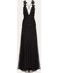 Valentino - Embroidered Crepe Couture Long Dress - Lyst