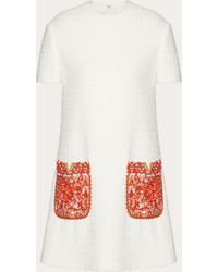 Valentino - Embroidered Wool Tweed Short Dress - Lyst
