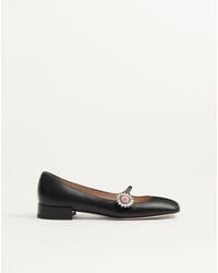 Valentino Garavani - プレシューズ ジュエルボタン付き キッドスキン メリージェーン バレリーナ 20mm 女性 ブラック/クリスタル/ピンク - Lyst