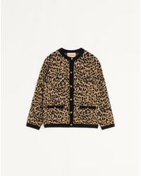 Valentino - Jacquard Wool Knit Jacket With Animal Pattern - Lyst