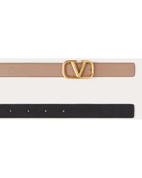 Valentino Garavani Reversible Vlogo Signature Belt In Shiny Calfskin 20mm - Brown
