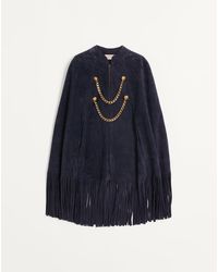 Valentino - Suede Cape With Fringes - Lyst