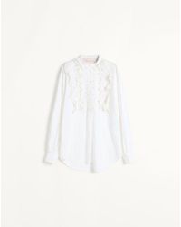 Valentino - Top Brodé En Coton Et Lin Femme - Lyst