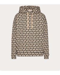 Valentino - Cotton Hooded Sweatshirt With Toile Iconographe Print - Lyst