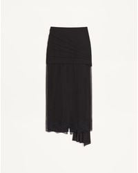 Valentino - Georgette Midi Skirt With Lace - Lyst