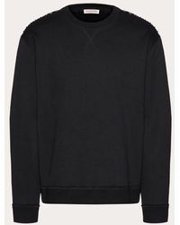Valentino - Cotton Crewneck Sweatshirt With Black Untitled Studs - Lyst