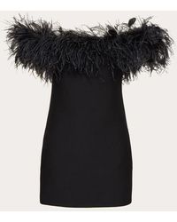 Valentino - Crepe Couture Dress With Feather Embroidery - Lyst