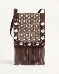 Valentino Garavani - Nellcôte Embroidered Shoulder Bag With Fringes - Lyst