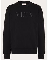 Valentino - Cotton Crewneck Sweatshirt With Vltn Print - Lyst