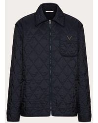 Valentino - Quilted Nylon Shirt Jacket With Metallic V Detail - Lyst