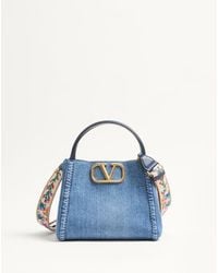 Valentino Garavani - Bolso De Mano Mediano Alltime De Mezclilla Con Correa Bordada Mujer - Lyst