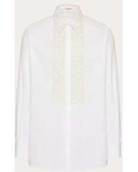 Valentino - Long-sleeved Cotton Shirt With Plastron Embroidered With Sequins And Beads - Lyst