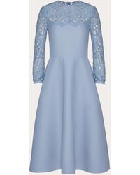 Valentino Virgin Wool & Silk Crepe Midi Dress - Blue