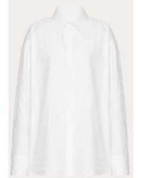 Valentino - Camicia in cotton popeline jacquard toile iconographe - Lyst