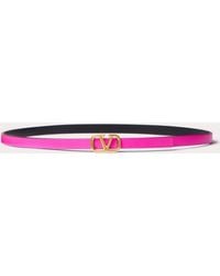 Valentino Garavani - Vlogo Signature Reversible Shiny Calfskin Belt - 10mm / 1.2 In. - Lyst