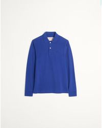 Valentino - Camisa Polo Manga Larga De Piqué De Algodón Con Bordado Del Vlogo Hombre - Lyst