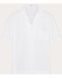 Valentino - Cotton Poplin Bowling Shirt With Rubberised V Detail - Lyst