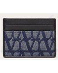Valentino Garavani - Toile Iconographe Denim-effect Jacquard Fabric Card Holder With Leather Details - Lyst