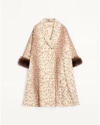 Valentino - Lince Fauvé Éclat Wool Cloth Coat With Shearling - Lyst