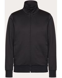 Valentino - High Neck Acetate Sweatshirt With Zipper And Black Untitled Studs - Lyst