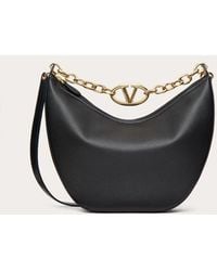 Valentino Garavani - Vlogo Moon Medium Grainy Calfskin Hobo Bag With Chain - Lyst