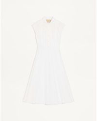 Valentino - Embroidered Poplin Midi Dress 36 - Lyst