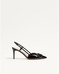 Valentino Garavani - Vlogo Signature Patent Leather Slingback Pump 80Mm 34.5 - Lyst
