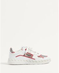 Valentino Garavani - Freedots Low-top Trainer In Calfskin And Voyage Imaginaire Fabric - Lyst