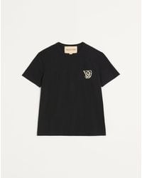 Valentino - Cotton T-Shirt With Vg Patch - Lyst
