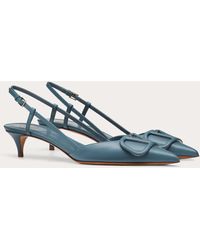Valentino Valentino Garavani DéColleté Slingback Vlogo In Vitello 40Mm - Blu