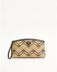 Valentino Garavani - Raffia Clutch Bag With Geometric Pattern - Lyst