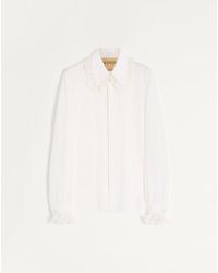 Valentino - Camisa De Seda De Crepé De China Con Volantes Hombre - Lyst