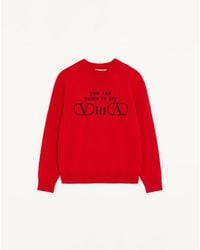 Valentino - Wool And Cashmere Jumper With You Can Come To My Villa Embroidery - Lyst