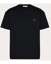 Valentino - T-shirt in cotone con v detail metallica - Lyst