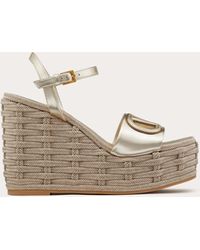 Valentino Garavani - Vlogo Cut-out Wedge Sandal In Laminated Nappa Leather 110mm - Lyst
