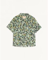 Valentino - パピエフローラルプリント コットンポプリン ボウリングシャツ おとこ ブラック/マルチカラー - Lyst