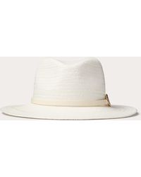 Valentino Garavani - The Bold Edition Vlogo Woven Panama Fedora Hat With Metal Detail - Lyst
