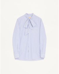 Valentino - Cotton Poplin Shirt With Scarf Collar And Vlogo Embroidery 38 - Lyst