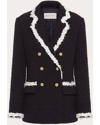 Valentino - Embroidered Plain Tweed Blazer - Lyst