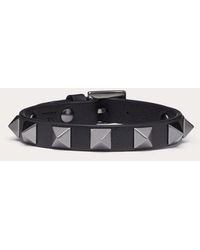 Valentino Garavani - Rockstud Leather Bracelet With Ruthenium Studs - Lyst