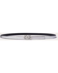 Valentino Garavani - Vlogo Signature Reversible Belt In Metallic And Shiny Calfskin 10 Mm - Lyst