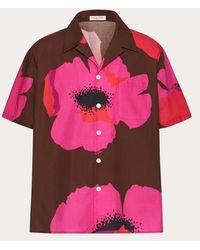 Valentino - Camicia da bowling in popeline di cotone con stampa flower portrait - Lyst