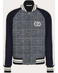 Valentino - Cotton And Viscose Tweed Bomber Jacket With Vlogo Signature Patch - Lyst