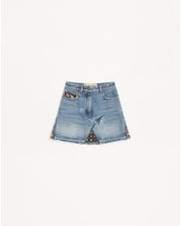 Valentino - Short Denim Skirt 36 - Lyst