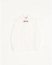 Valentino - Long-Sleeved Cotton Poplin Shirt With Embroidered Frog Closure - Lyst