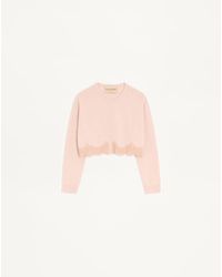 Valentino - Wool Cardigan With Lace - Lyst
