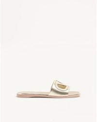 Valentino Garavani - Vlogo Cut-Out Laminated Nappa Leather Slide Sandal 35.5 - Lyst