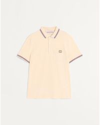 Valentino - Cotton Piqué Polo Shirt With Vlogo Patch - Lyst