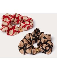 Valentino Garavani - Toile Iconographe Scrunchies Set In Silk With Vlogo Appliqué - Lyst